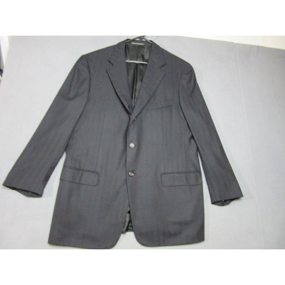 Ermenegildo Zegna Blazer Suit Jacket Mens 54R Dark Gray Wool Striped Notch Lapel